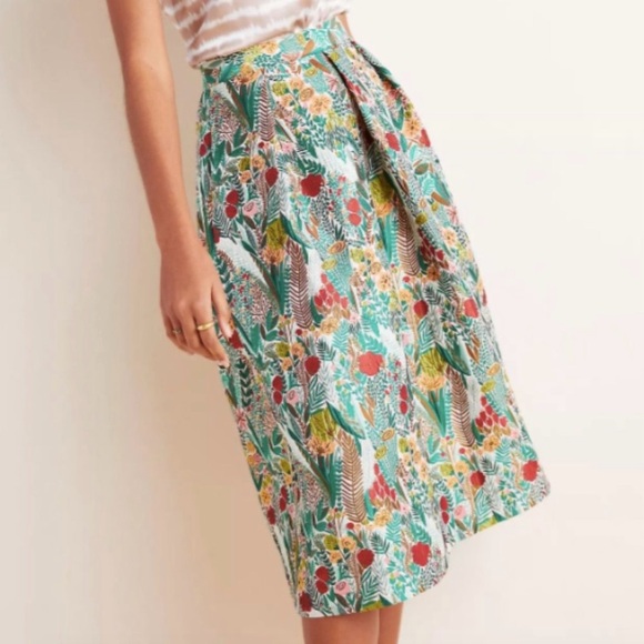 Anthropologie Floral Midi Skirt – Botanical Print, A-Line Silhouette 12 - Picture 2 of 6